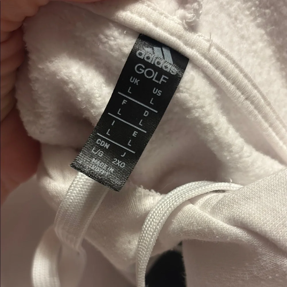 Adidas Golf Classic White Hoodie with Black Emblem